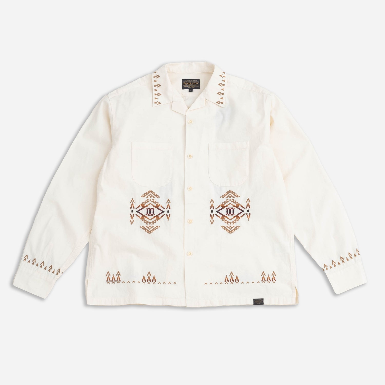 Embroidered Open Collar Pocket Shirt - Ivory Beacon Rock