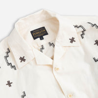 Embroidered Open Collar Shirt - Ivory Oxbow