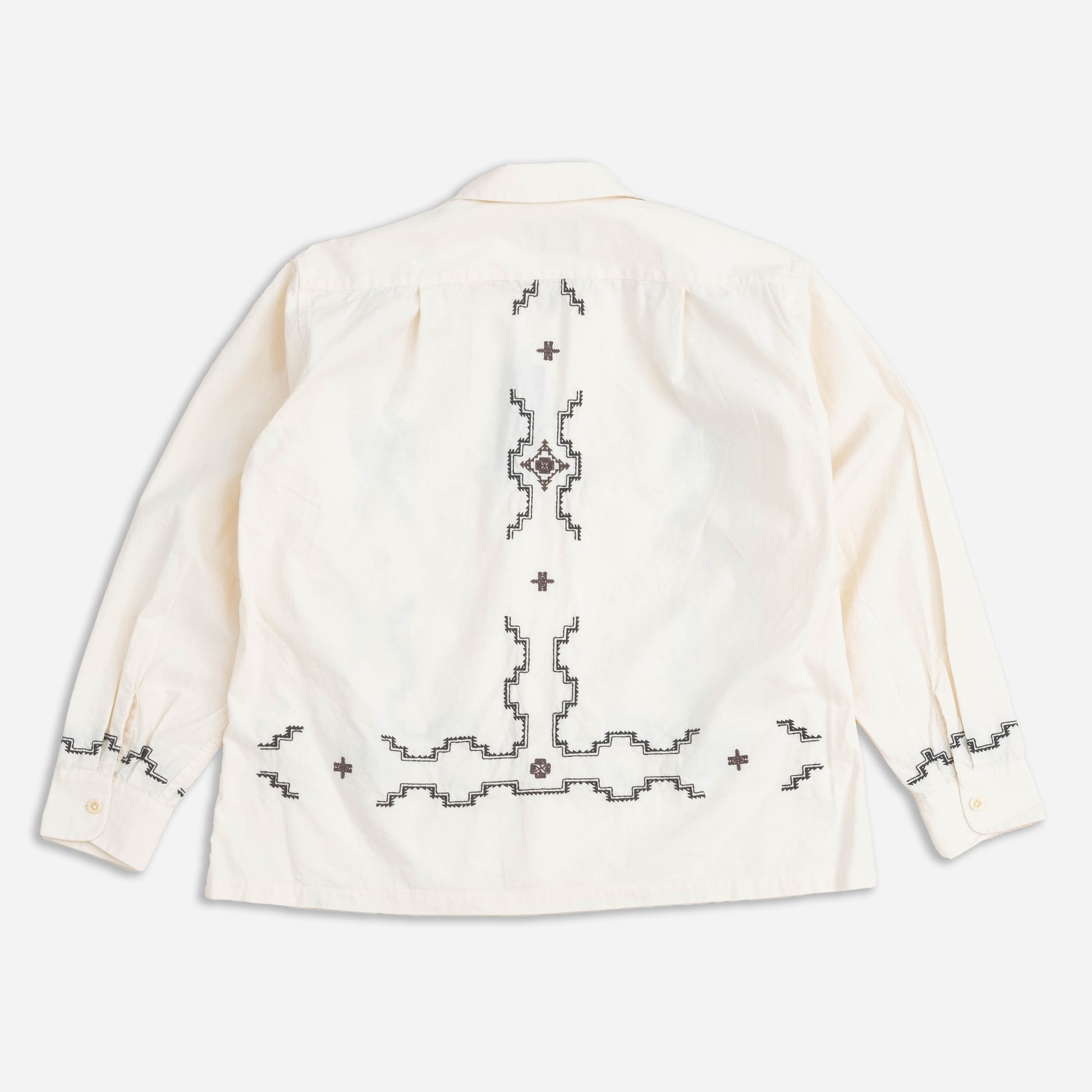 Embroidered Open Collar Shirt - Ivory Oxbow