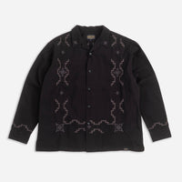 Embroidered Open Collar Pocket Shirt - Black Harding