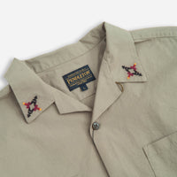 Embroidered Open Collar Pocket Shirt - Four Corners