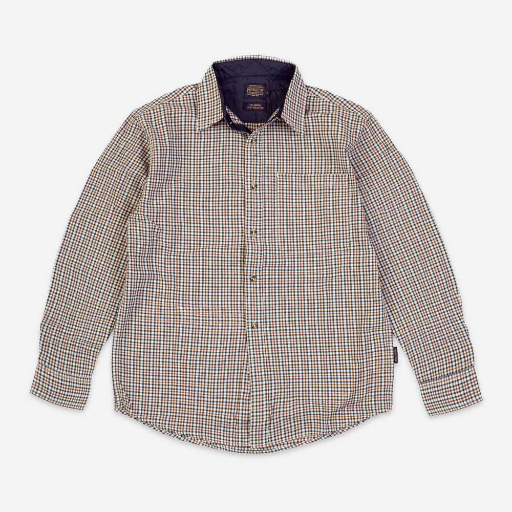 Lined Collar Plaid Shirt - Navy/Grey-Red