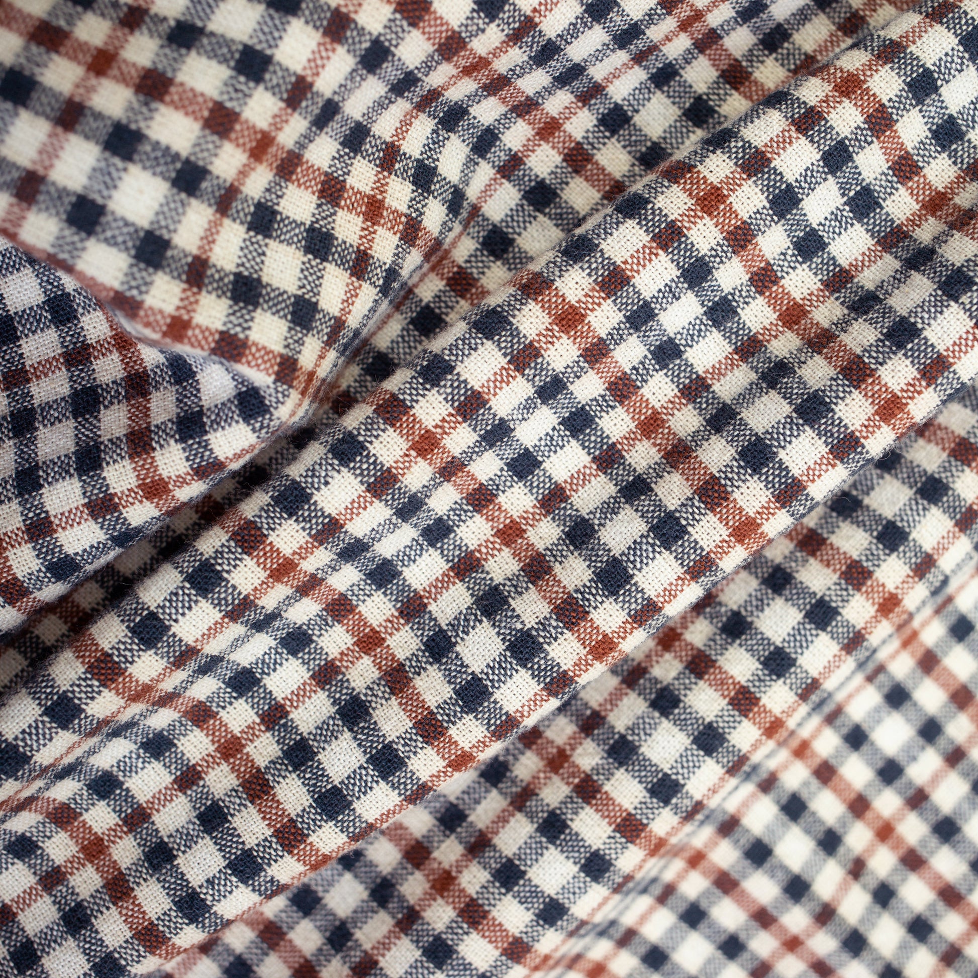 Lined Collar Plaid Shirt - Navy/Grey-Red