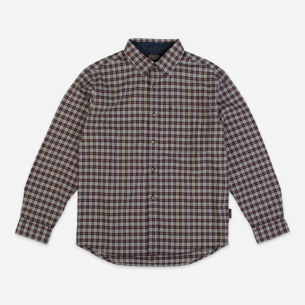 Lined Collar Tartan Shirt - White/Jade-Yellow