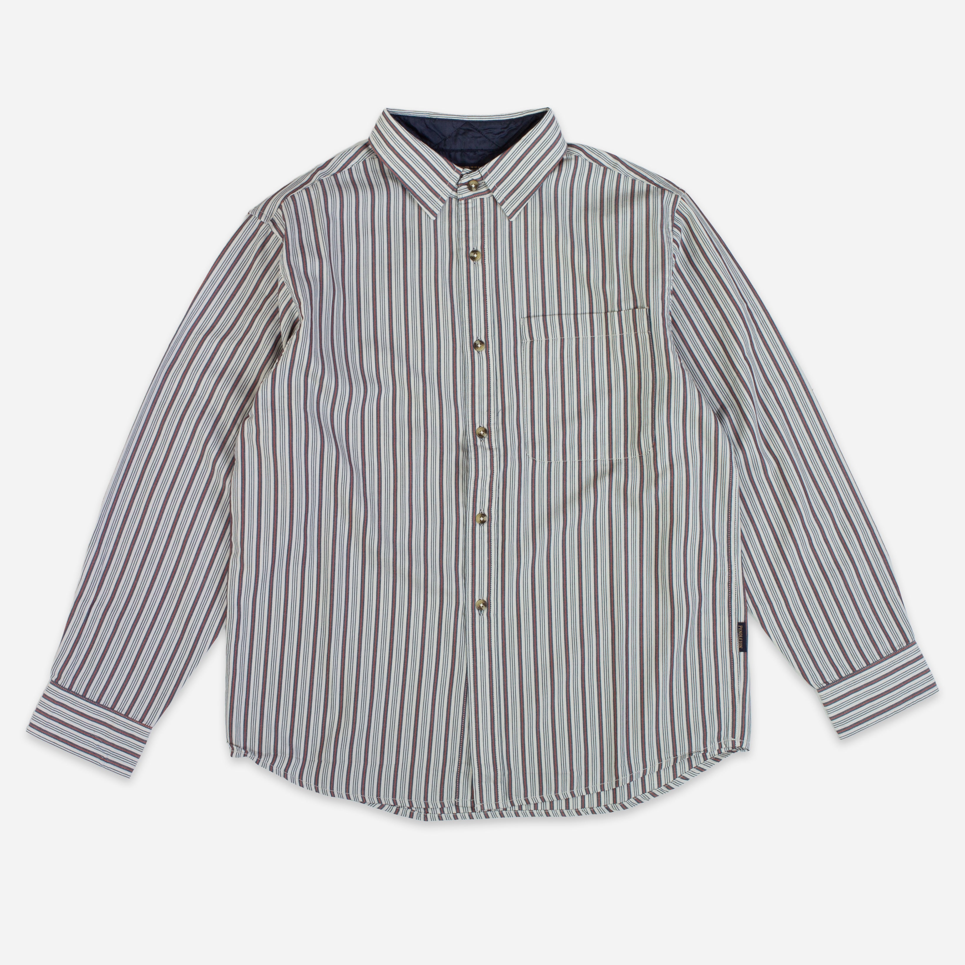 Lined Collar Stripe Shirt - White/Blue-Red - Pendleton EU