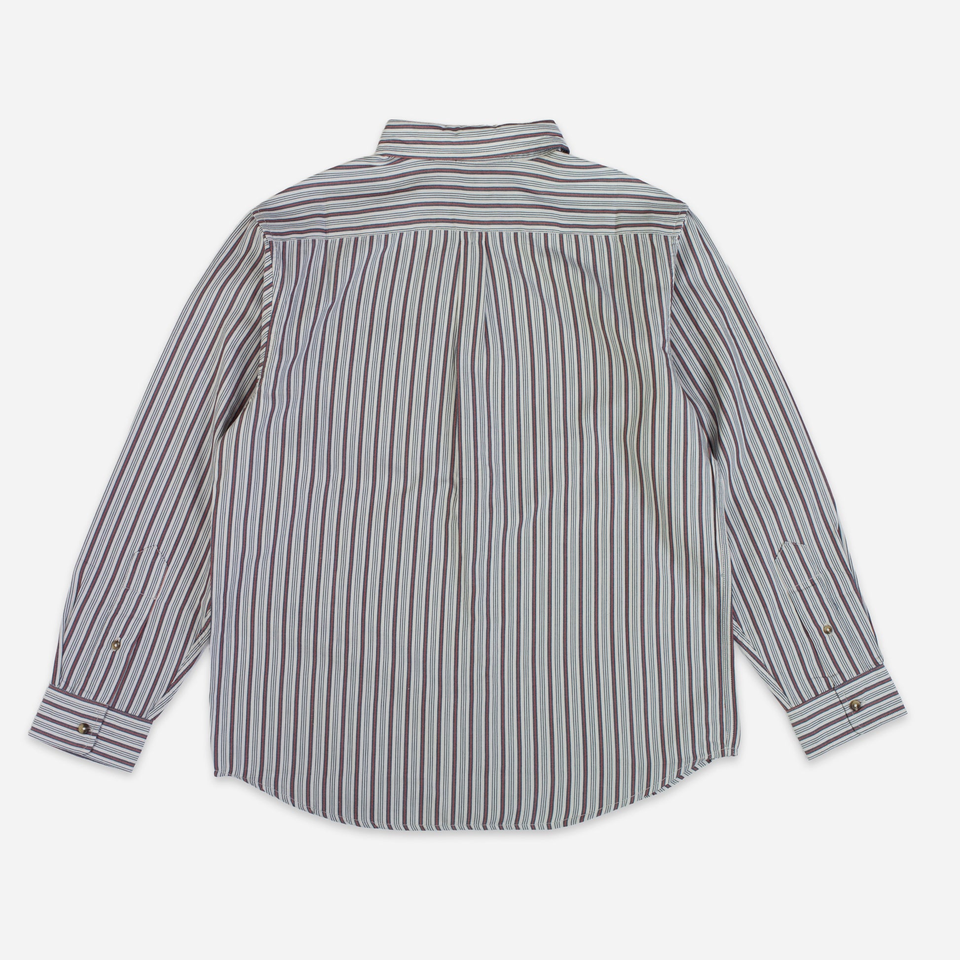 Lined Collar Stripe Shirt - White/Blue-Red