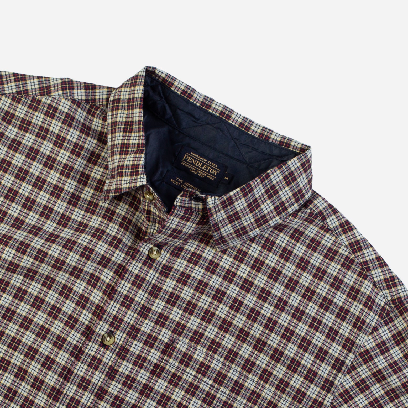 Lined Collar Tartan Shirt - White/Jade-Yellow