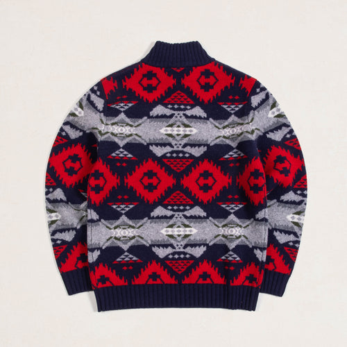 Nehalem 1/4 Zip Wool Sweater - Navy/Red