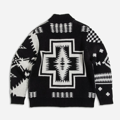 Patchwork Icons Bomber Cardigan - Black/White