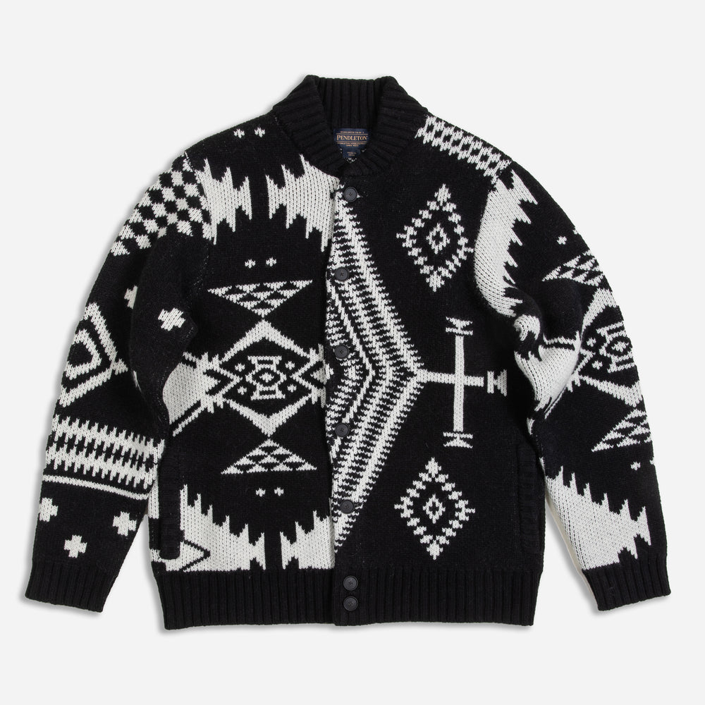 Patchwork Icons Bomber Cardigan - Black/White