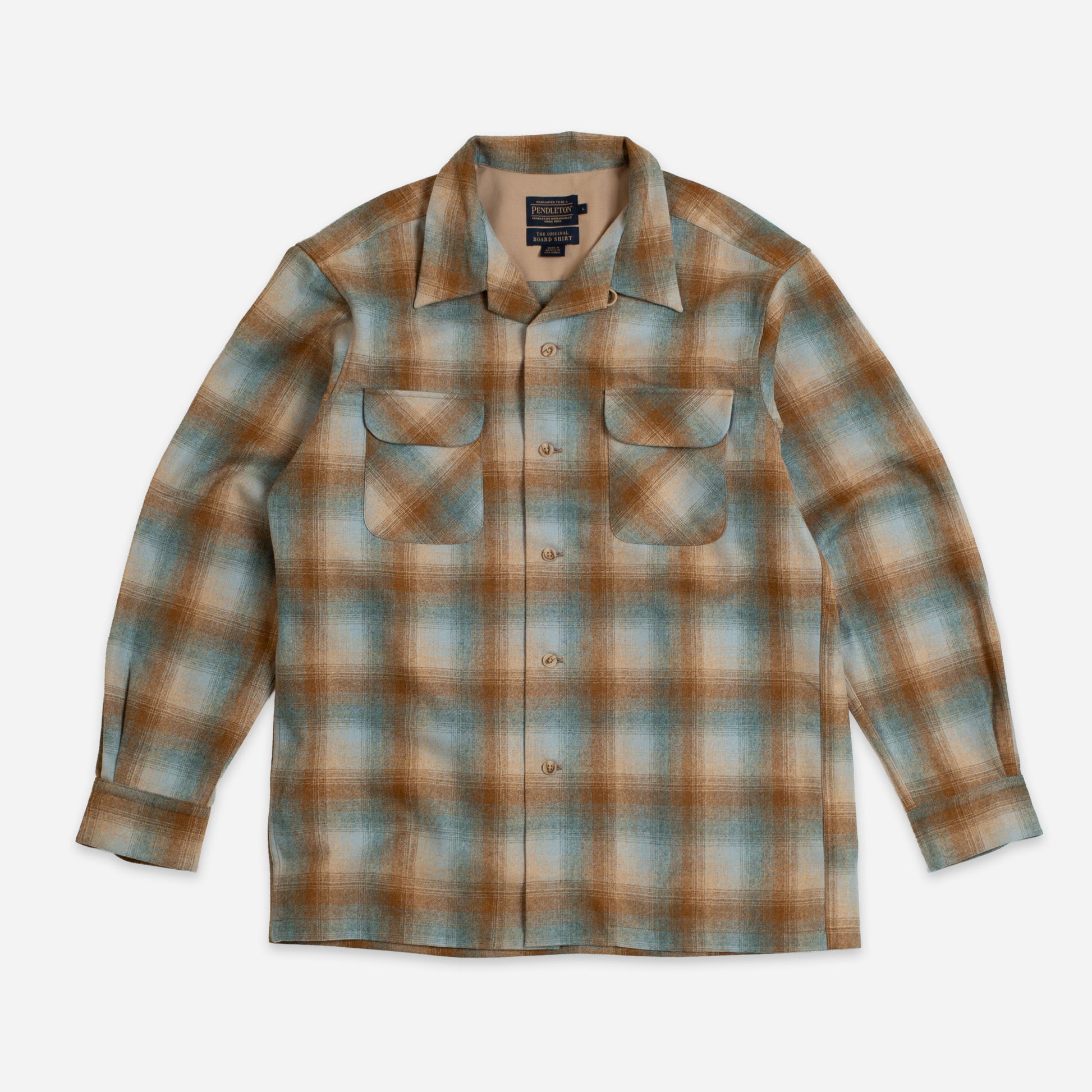 Wool Board Shirt - Camel/Blue Mix Ombre