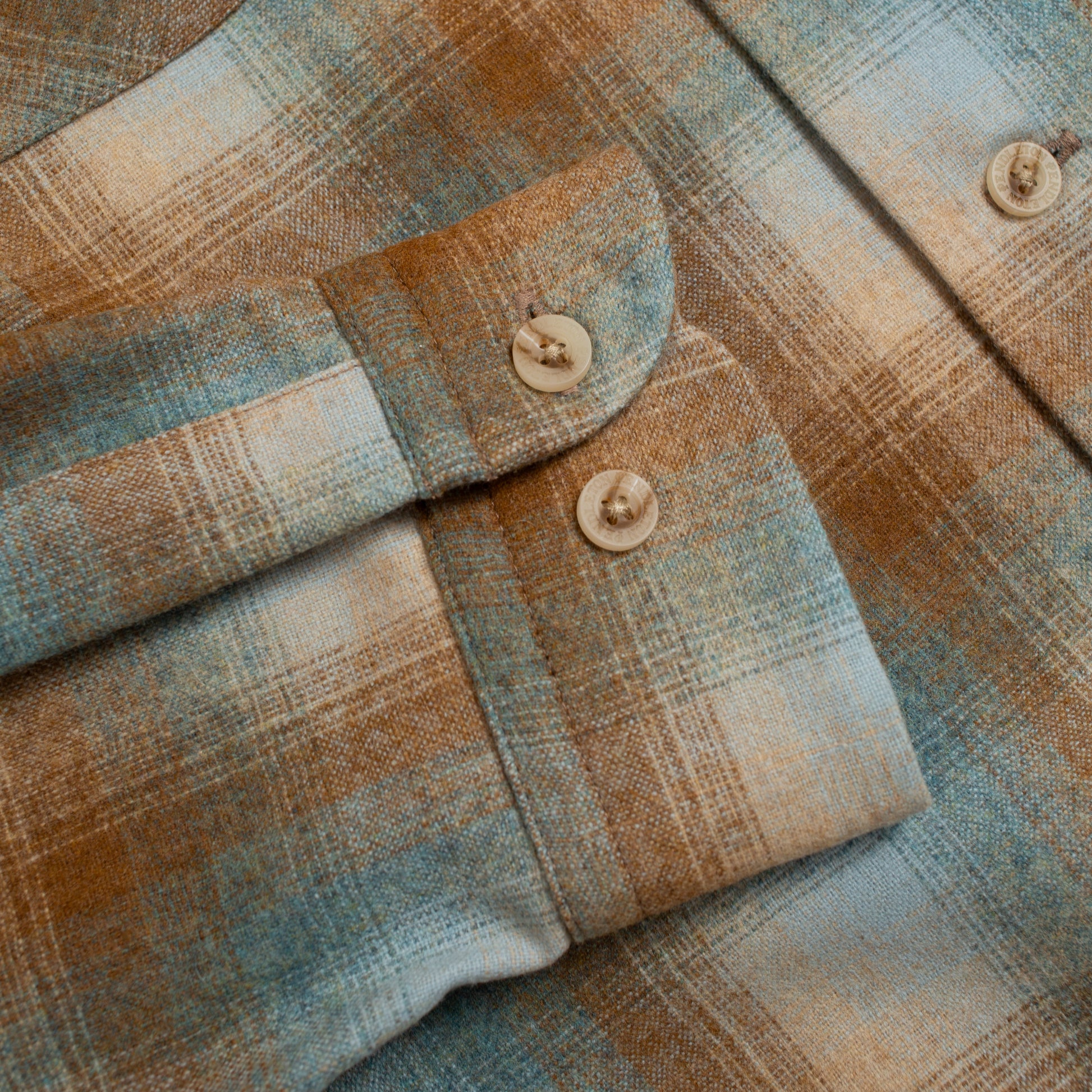 Wool Board Shirt - Camel/Blue Mix Ombre