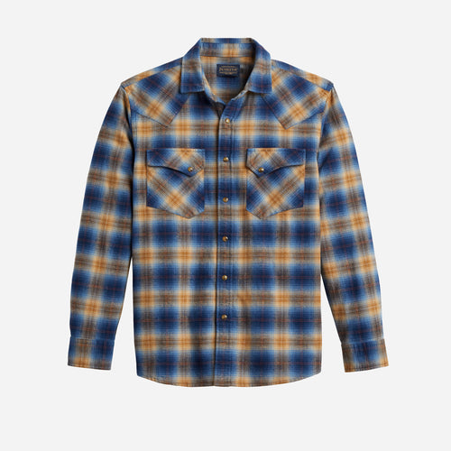 Wyatt Shirt - Marine Blue / Tan / Brown Plaid