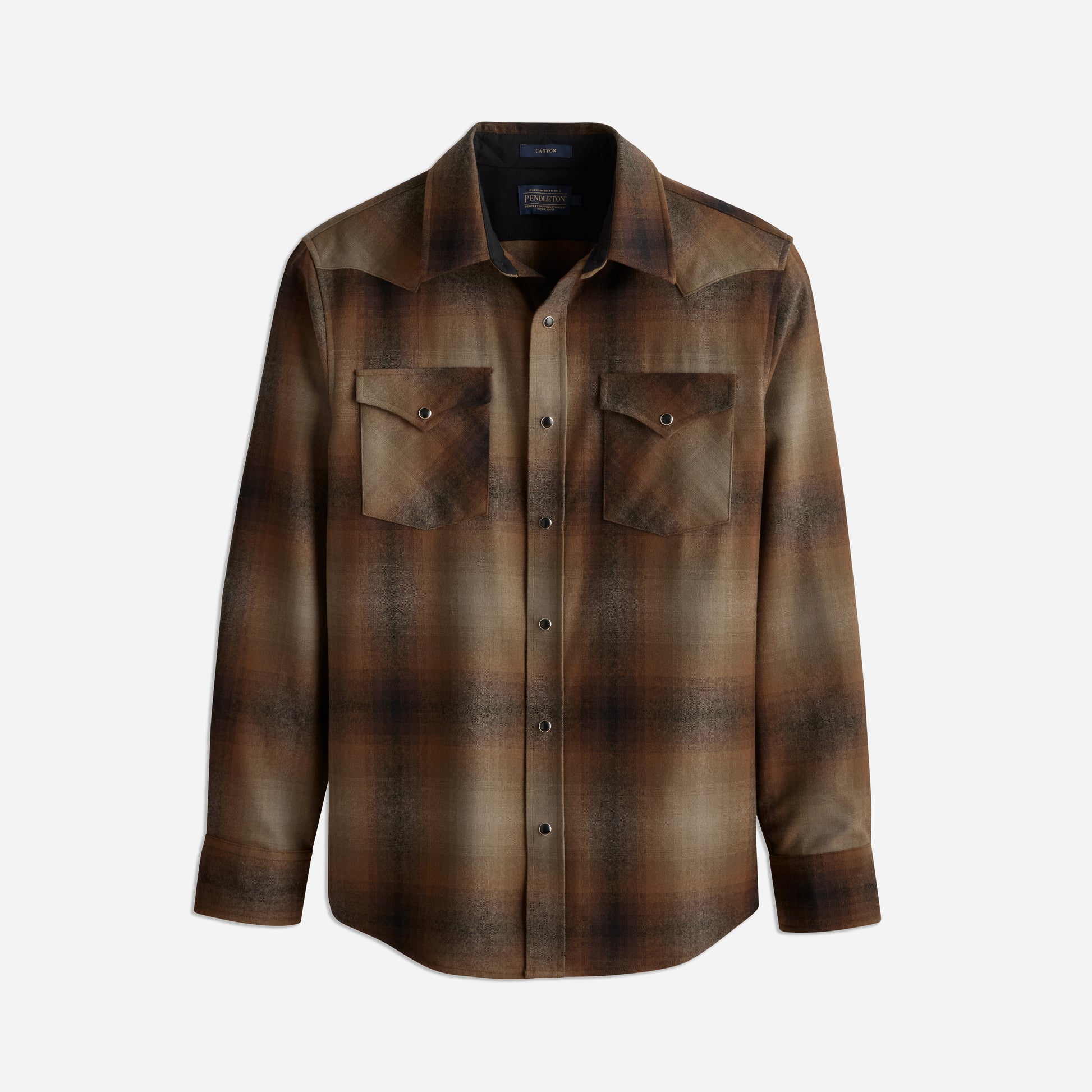 Canyon Western Wool Shirt - Olive / Brown Ombre