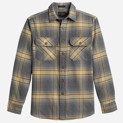 Burnside Flannel Shirt - Tan/Oxford/Olive Plaid