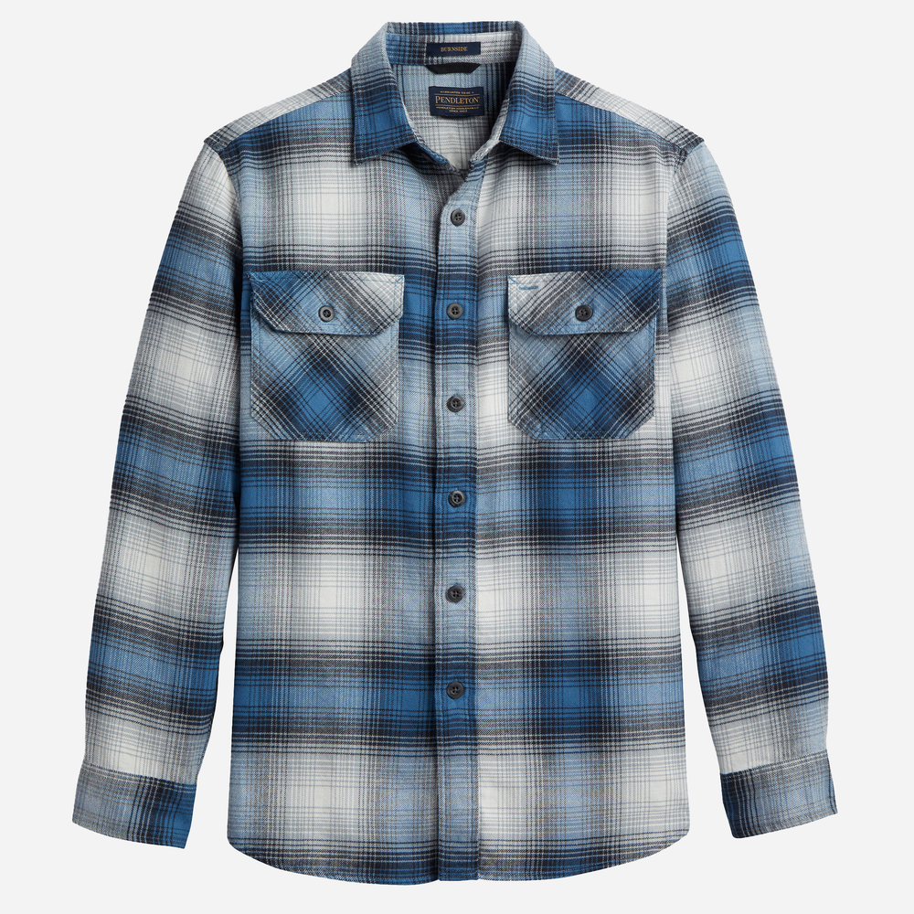 Burnside Flannel Shirt - Blue/Grey/Beige Plaid