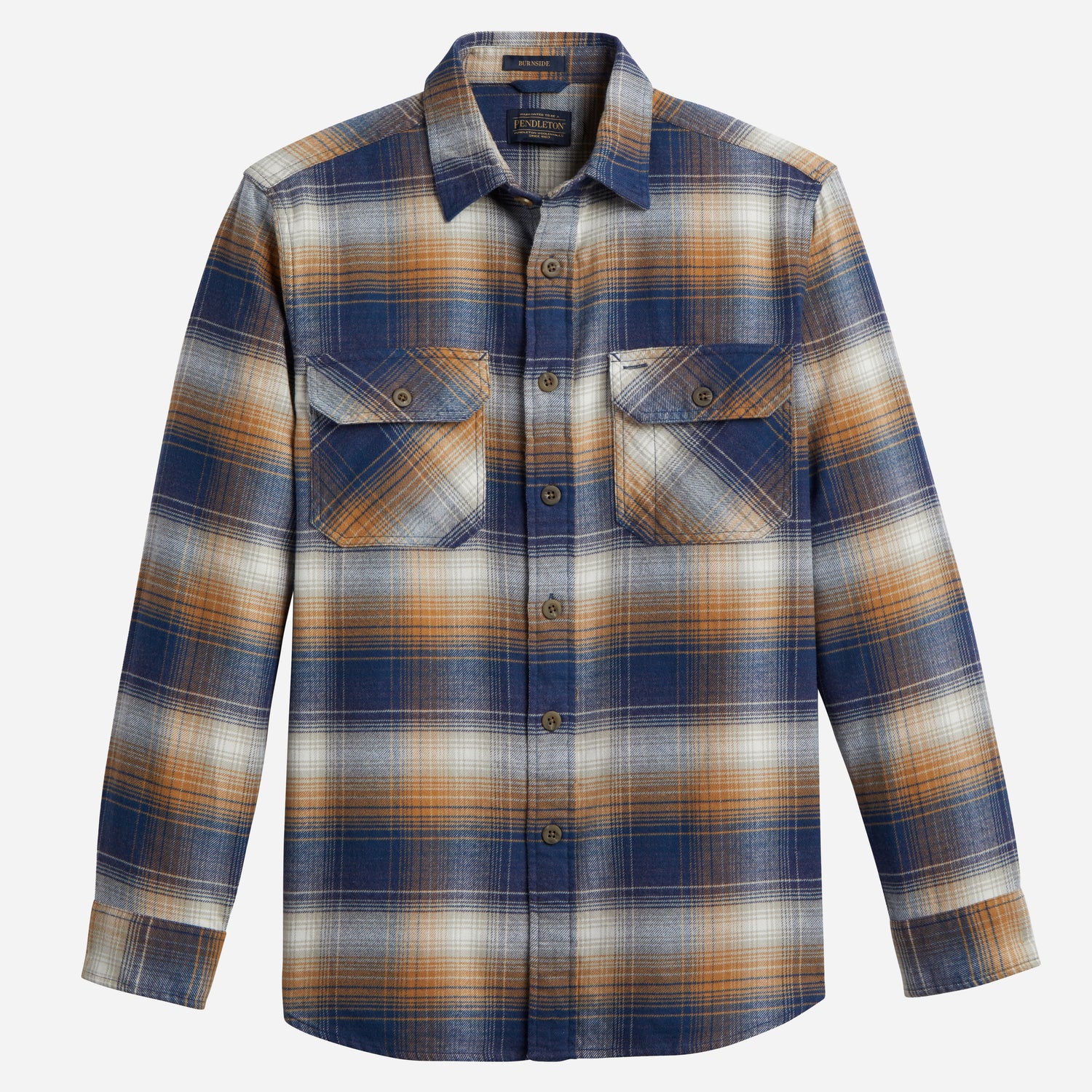 Burnside Flannel Shirt - Navy / Gold / Tan Plaid