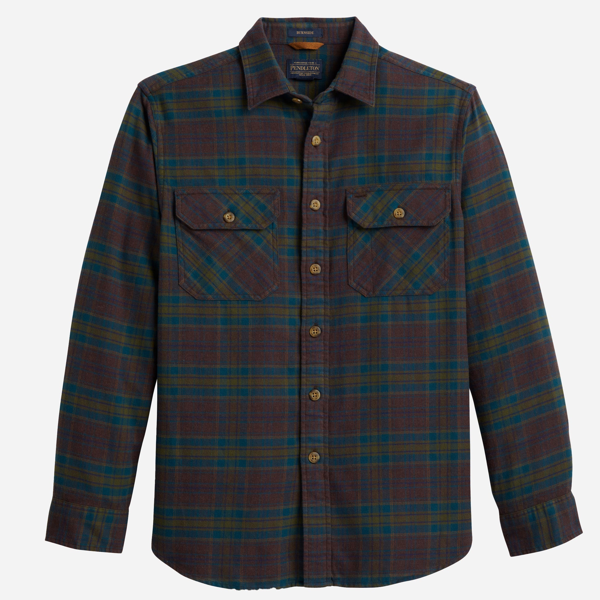 Burnside Flannel Shirt - Teal / Olive / Gold