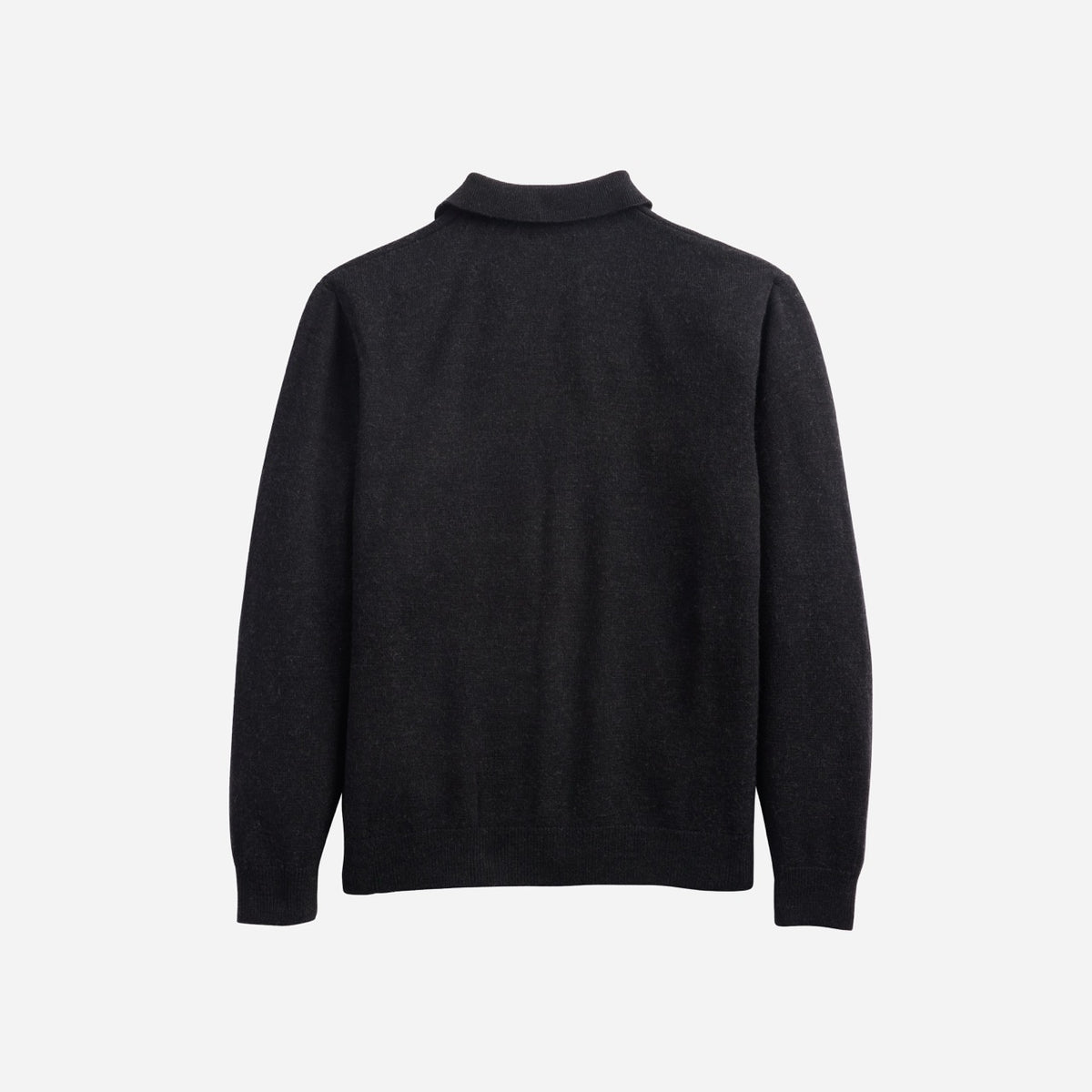 Men's Merino Polo Sweater - Black Heather