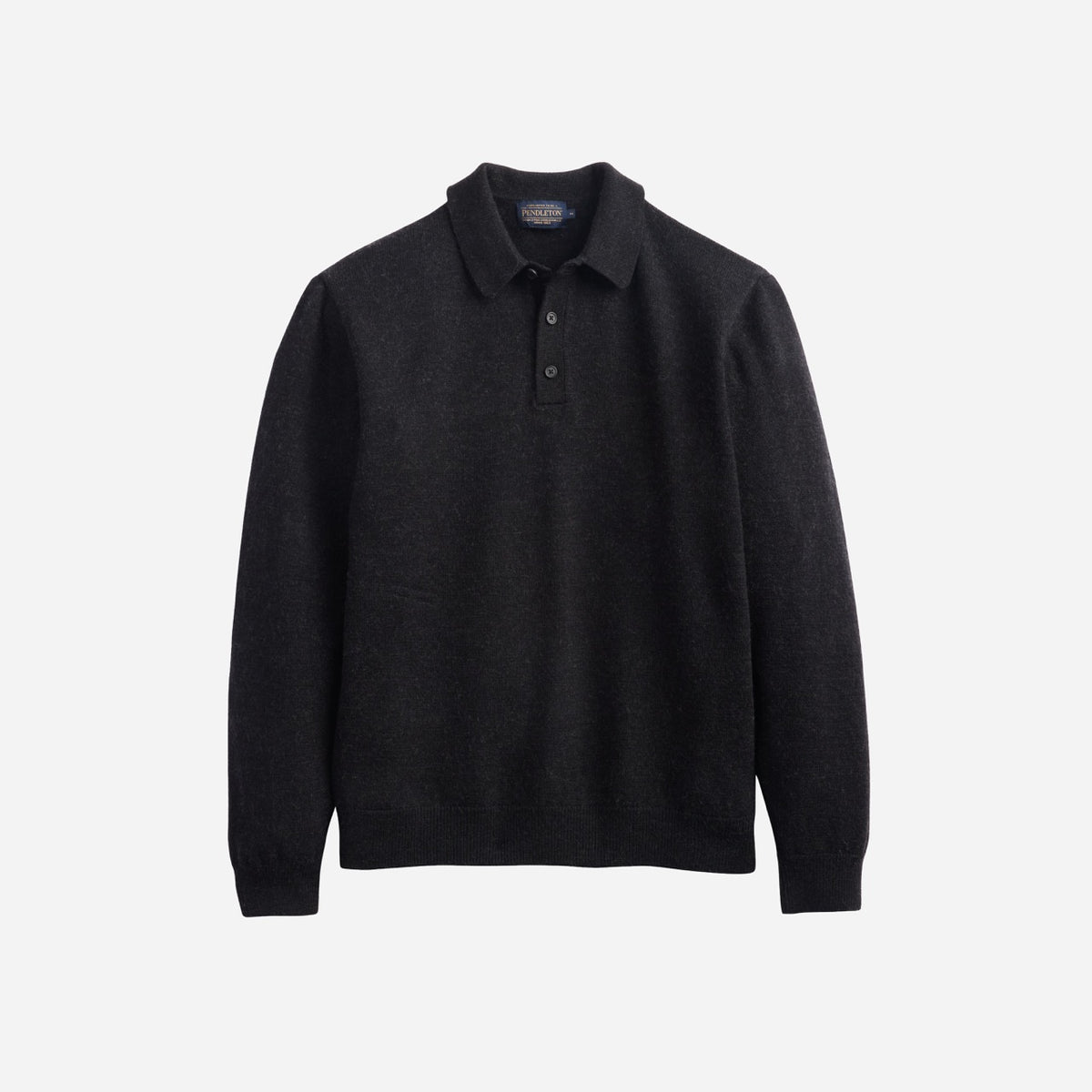Men's Merino Polo Sweater - Black Heather