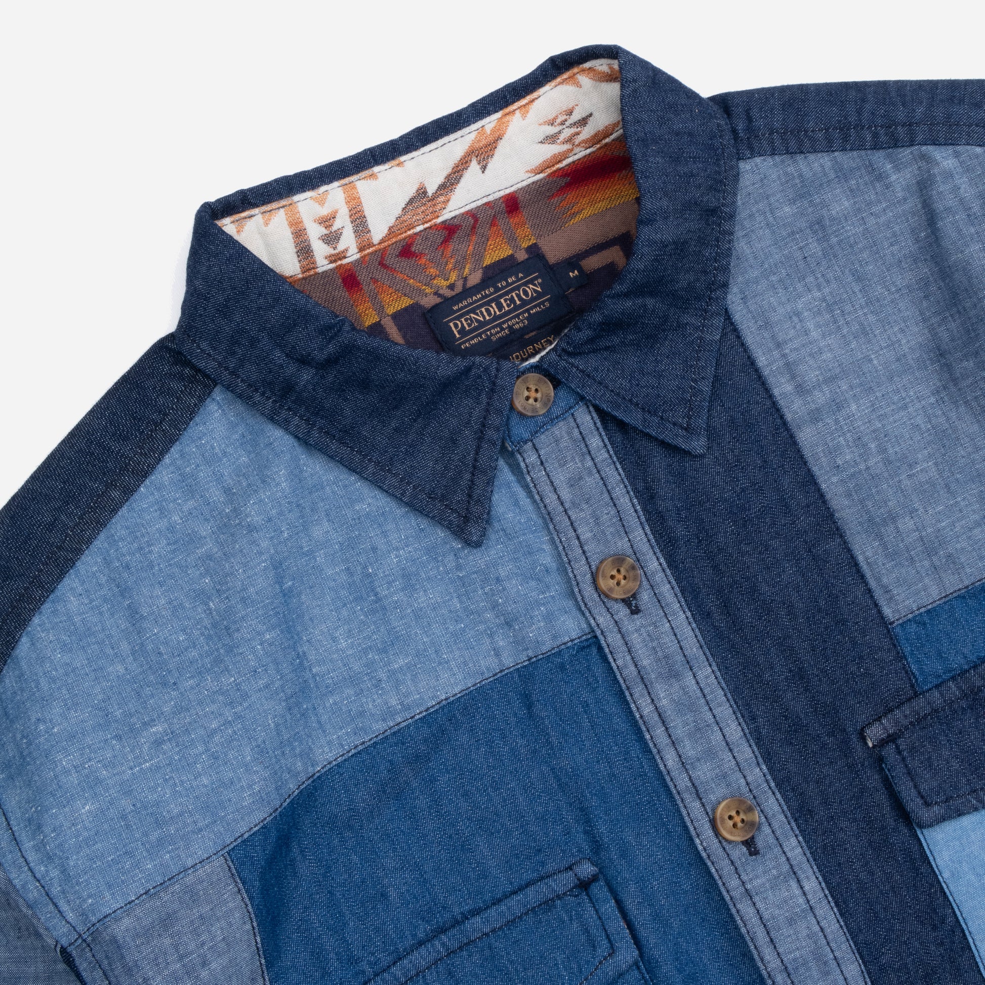 La Pine Patchwork Chambray Shirt - Blue/Multi