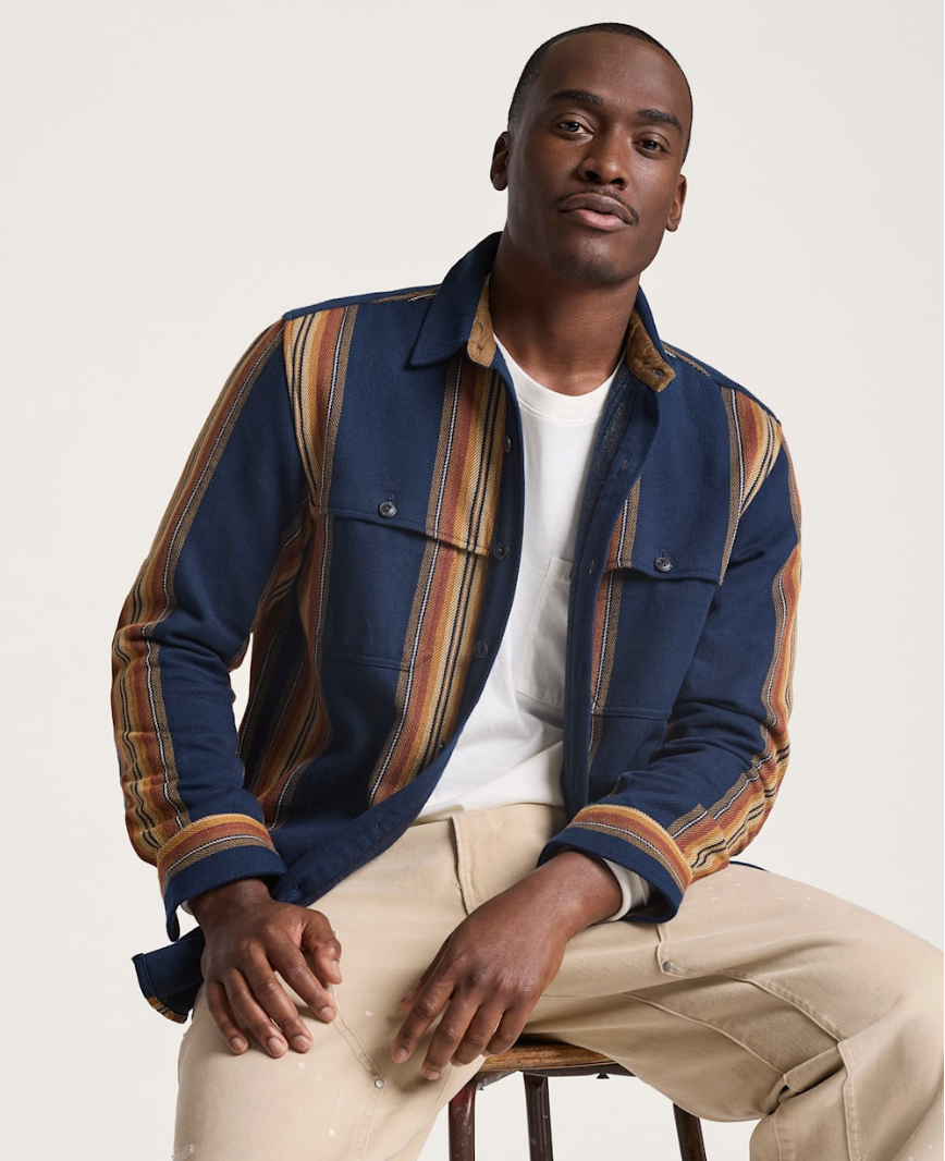 Weston Flannel Shirt - Navy Multi Stripe
