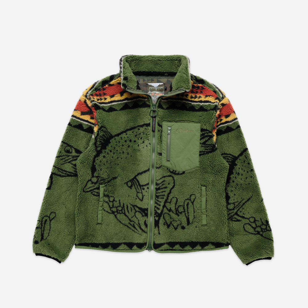 Jacquard Sherpa Fleece - Salmon Falls Olive