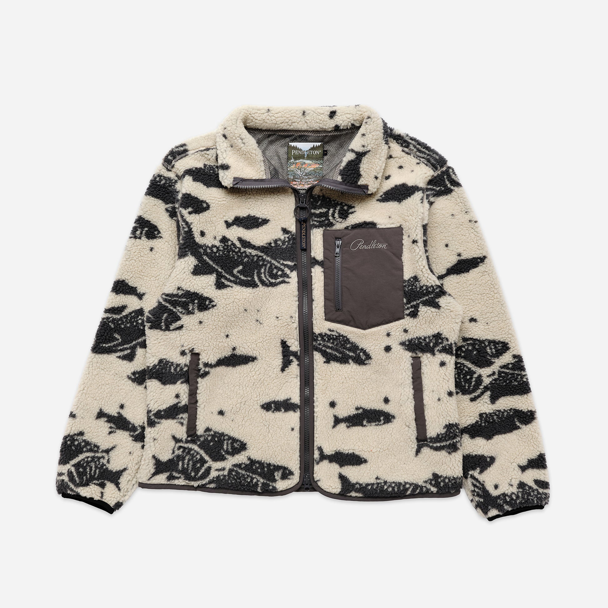 Jacquard Sherpa Fleece - Salmon Falls White