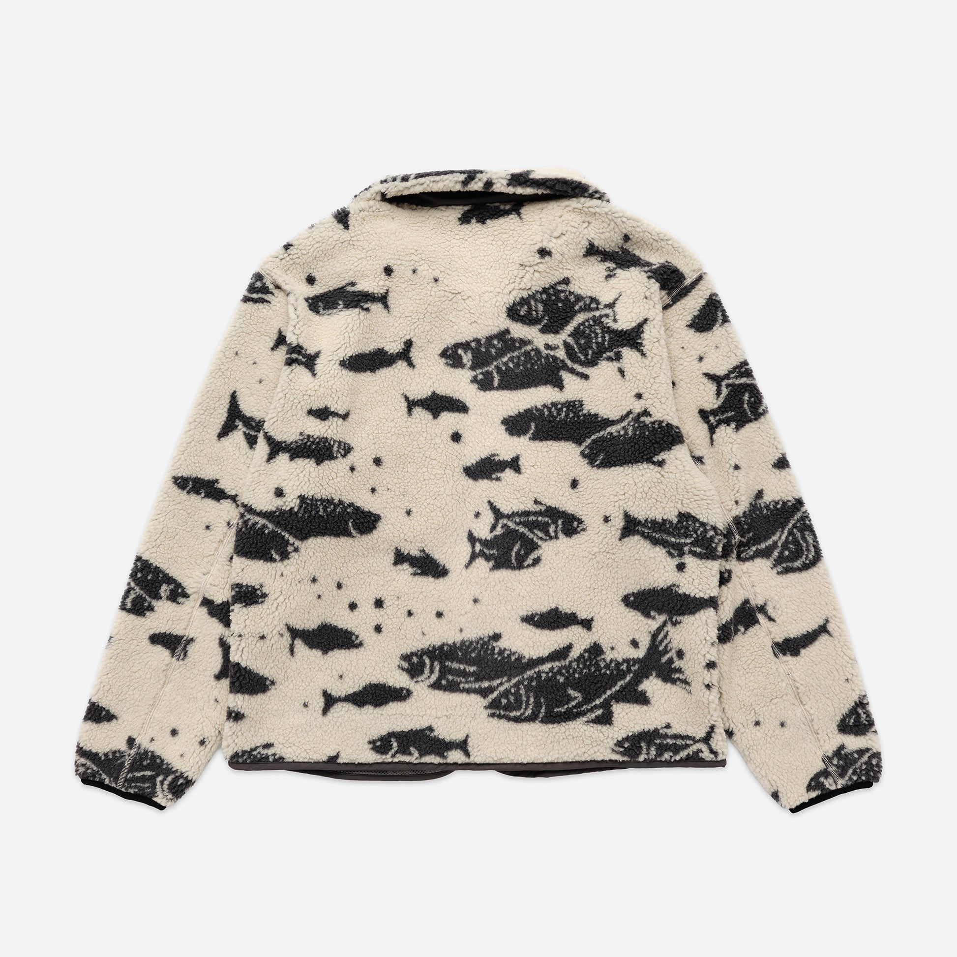 Jacquard Sherpa Fleece - Salmon Falls White