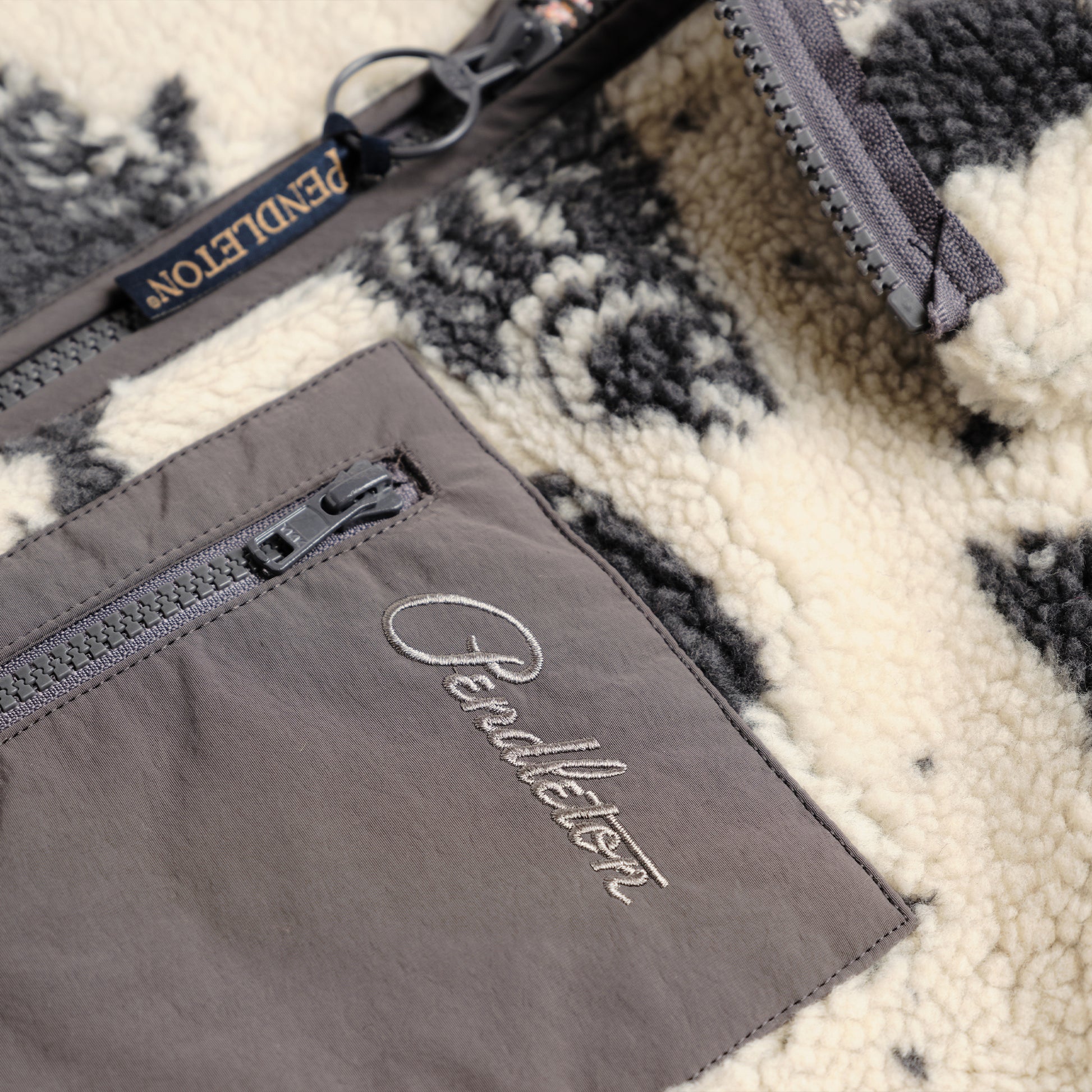 Jacquard Sherpa Fleece - Salmon Falls White