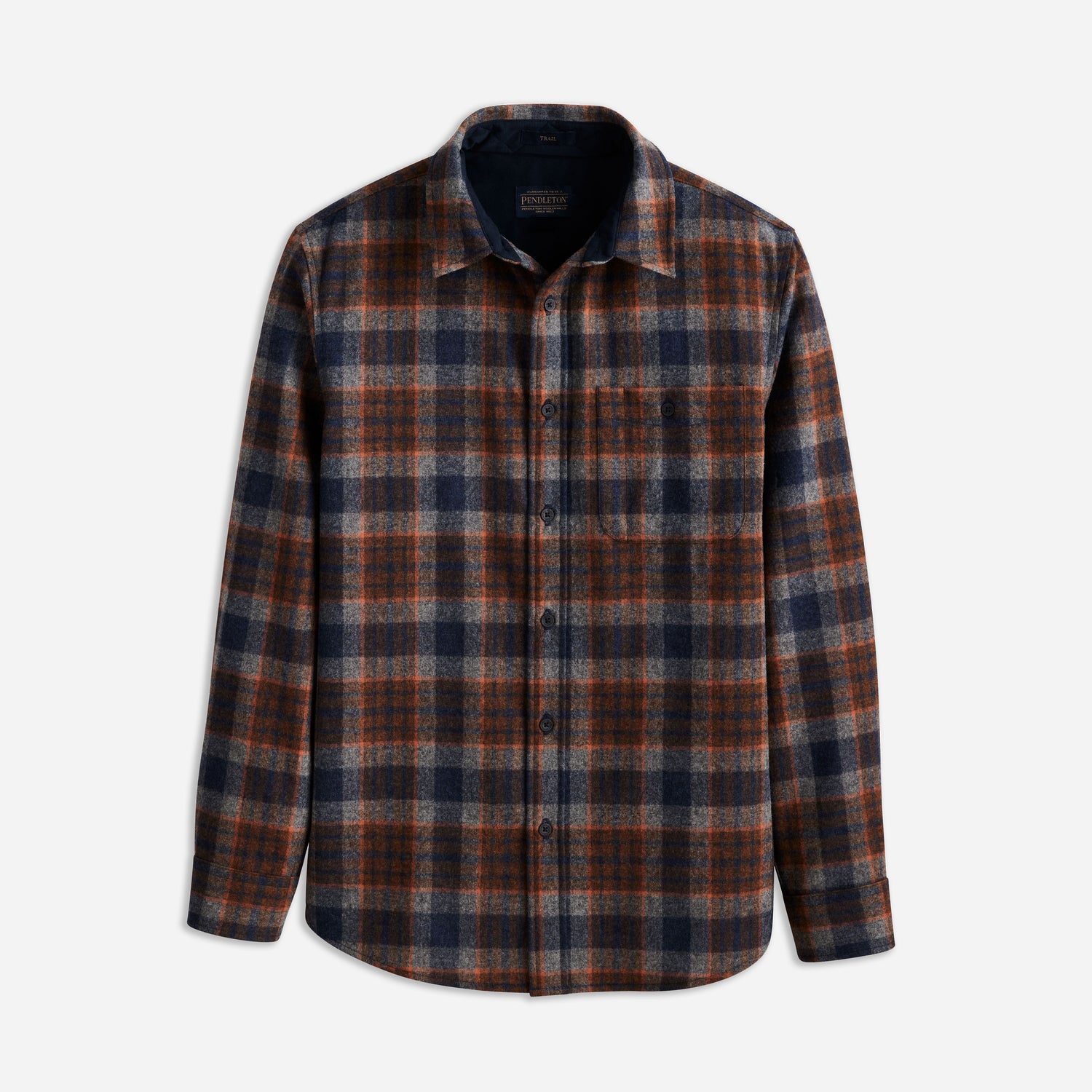 Trail Shirt - Navy Mix/Orange Plaid