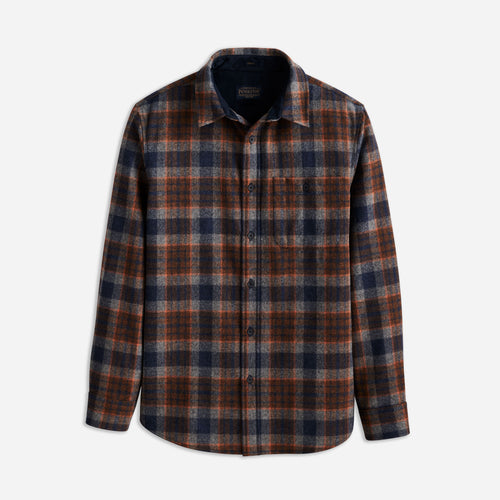 Trail Shirt - Navy Mix/Orange Plaid