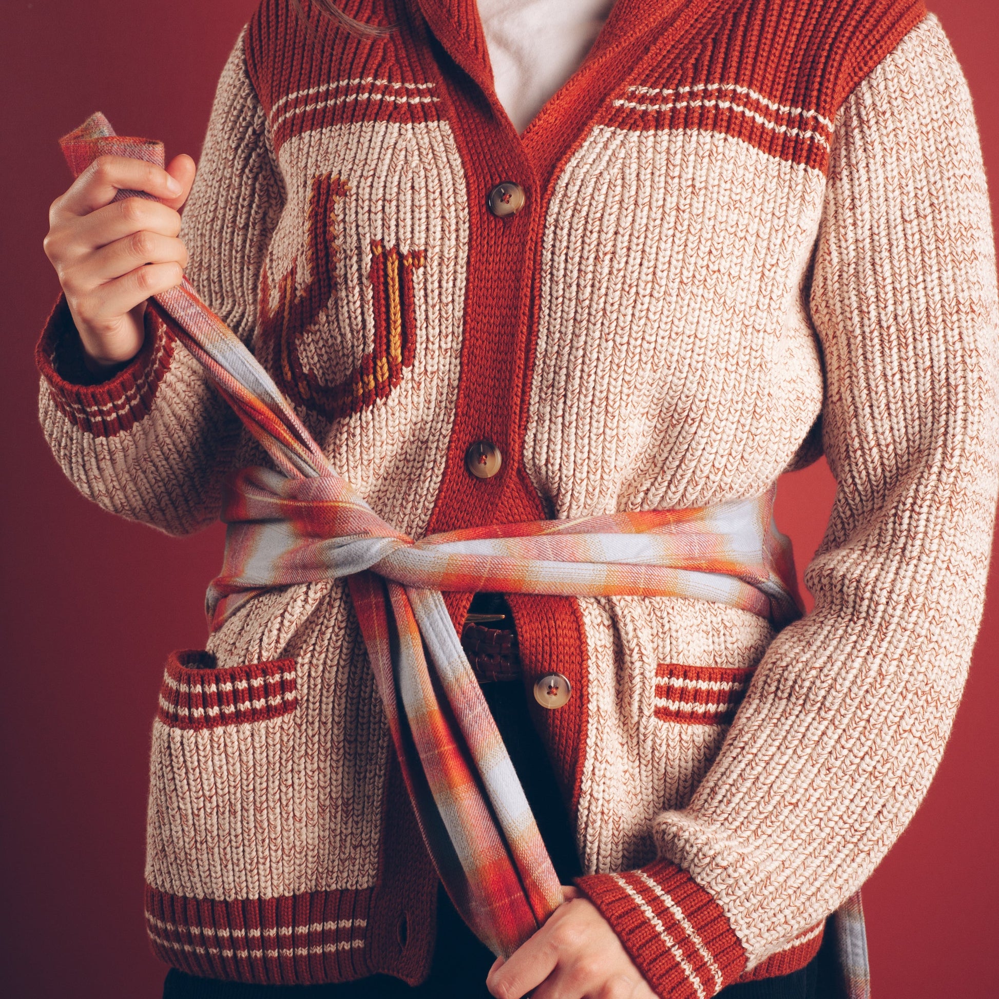 Womens Heritage Cardigan - Grey Heather/Copper