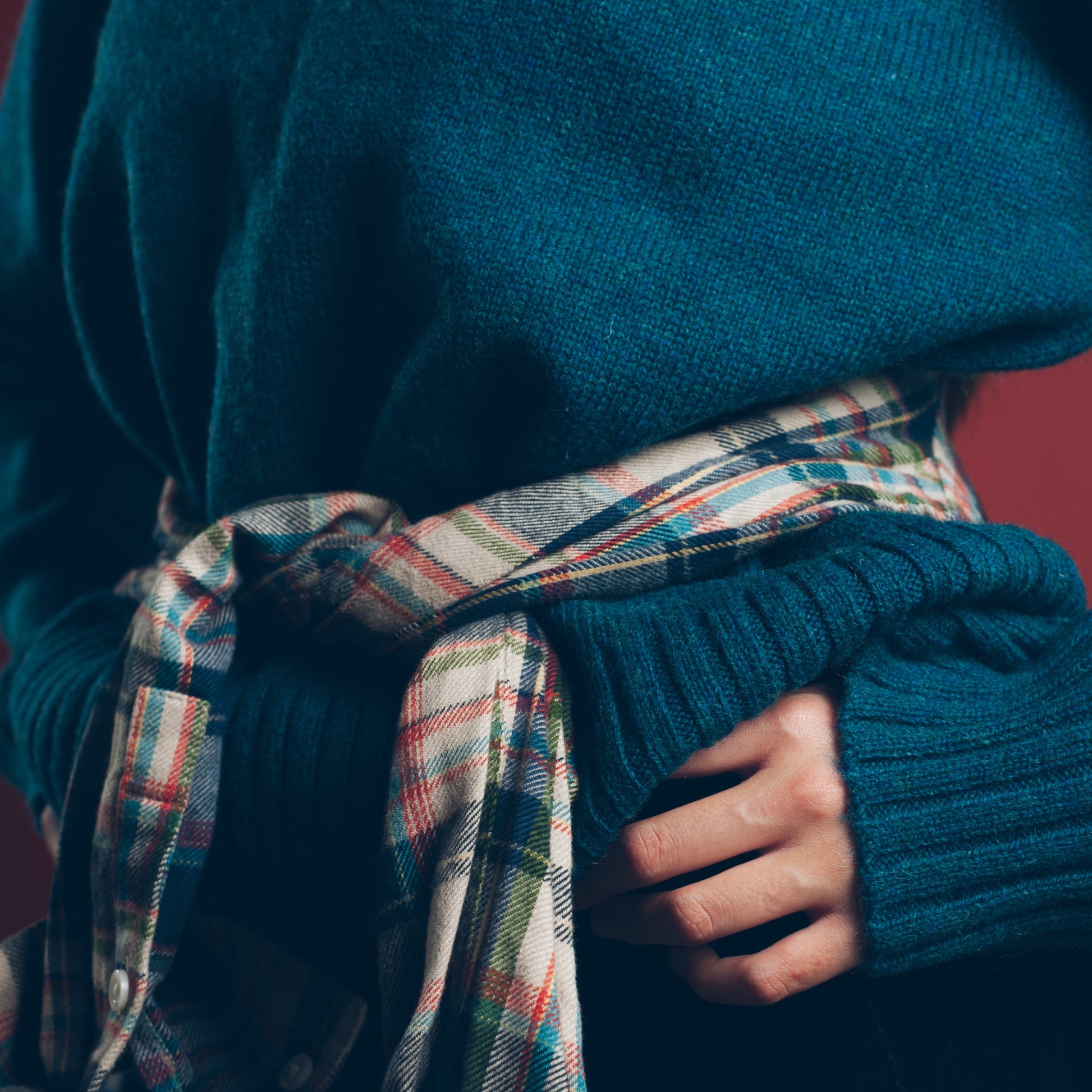 Womens Shetland Crew Knit - Deep Teal Heather