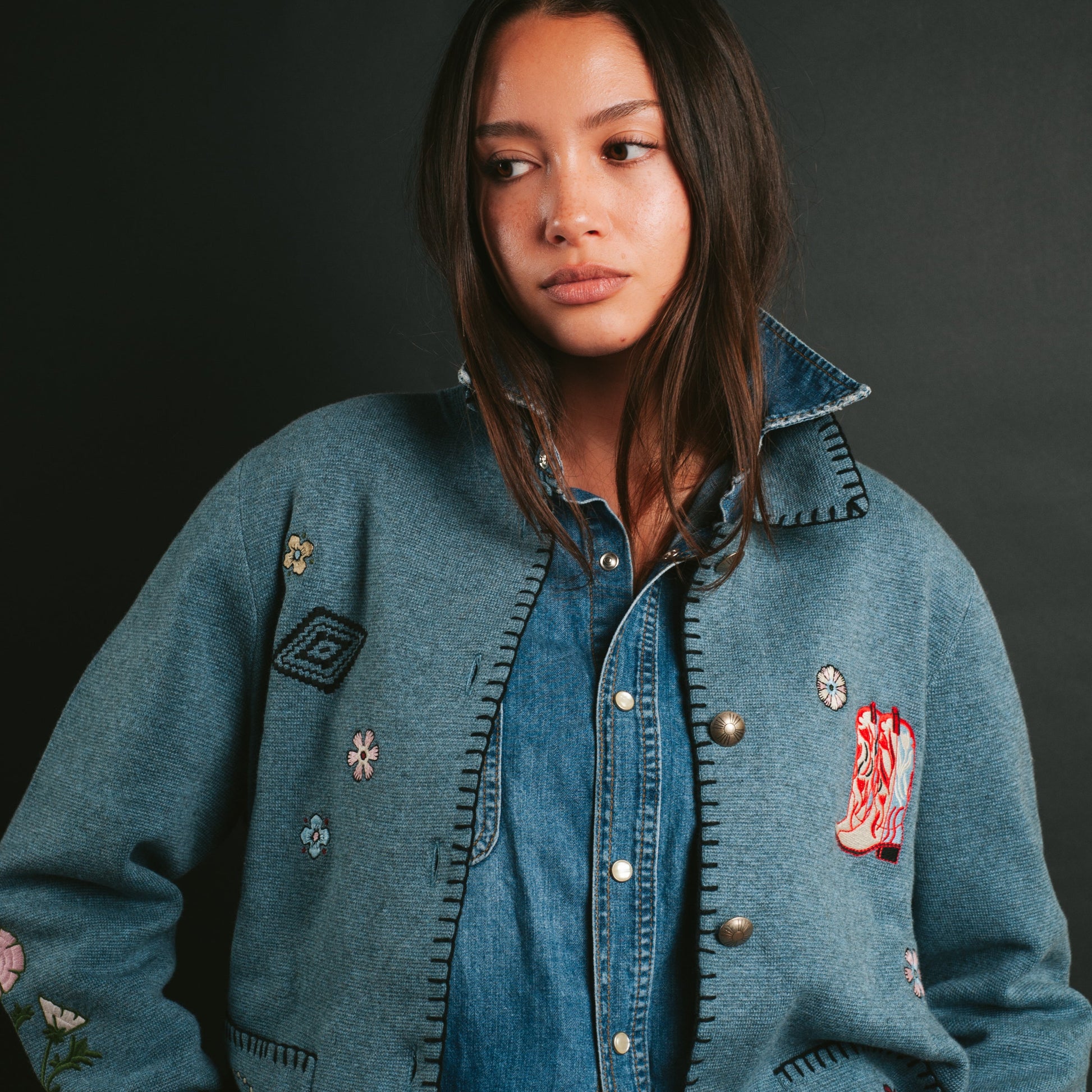 Womens Souvenir Cardigan - Denim Heather