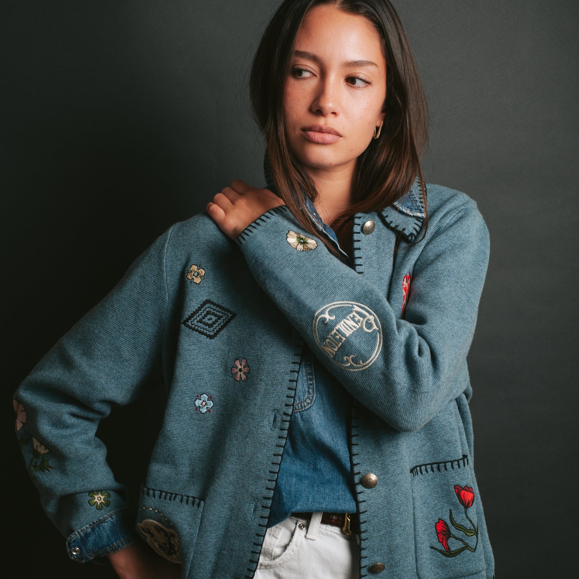 Womens Souvenir Cardigan - Denim Heather