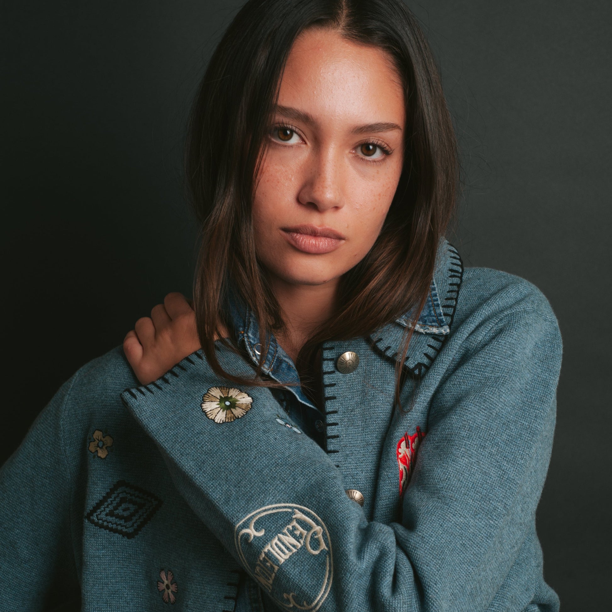 Womens Souvenir Cardigan - Denim Heather