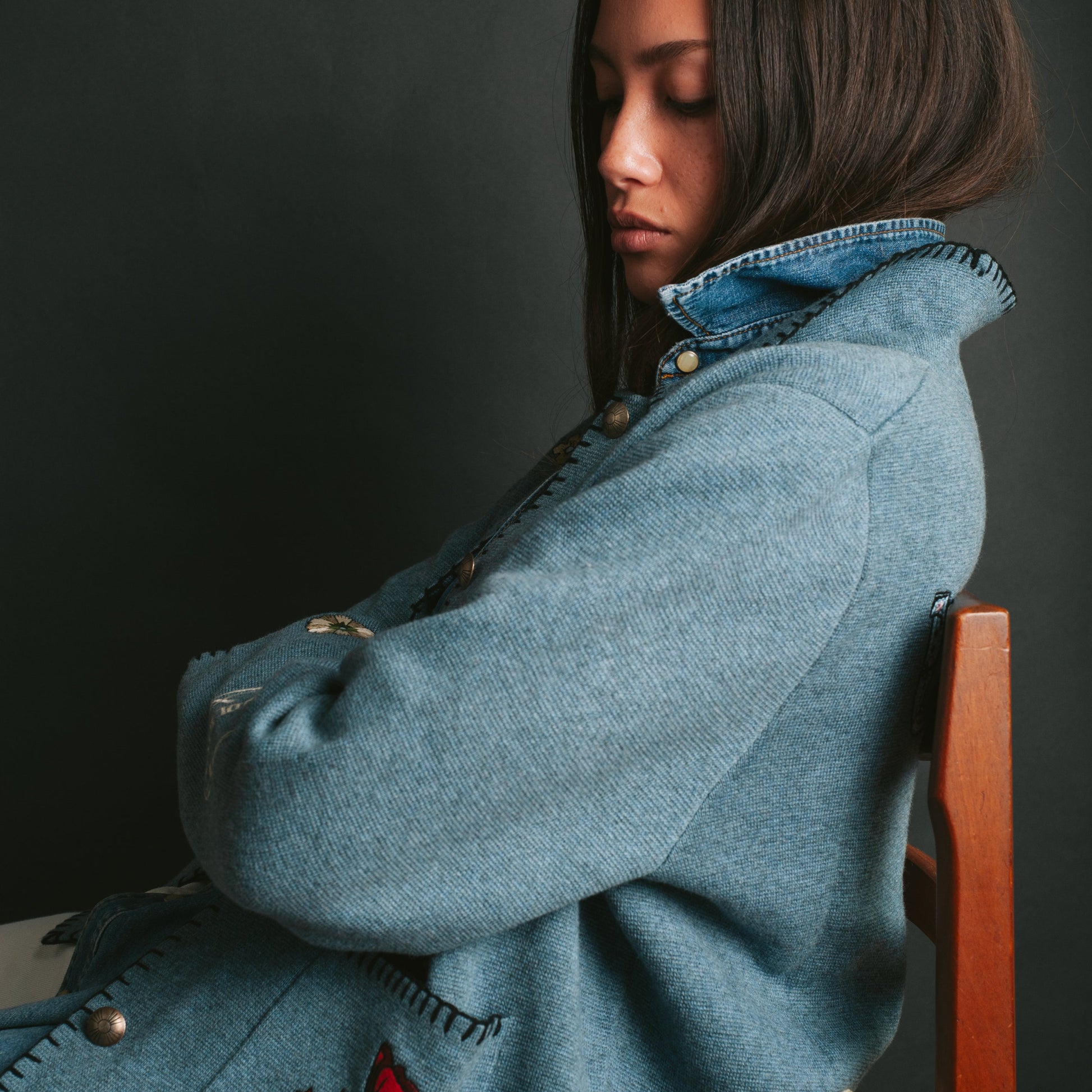 Womens Souvenir Cardigan - Denim Heather