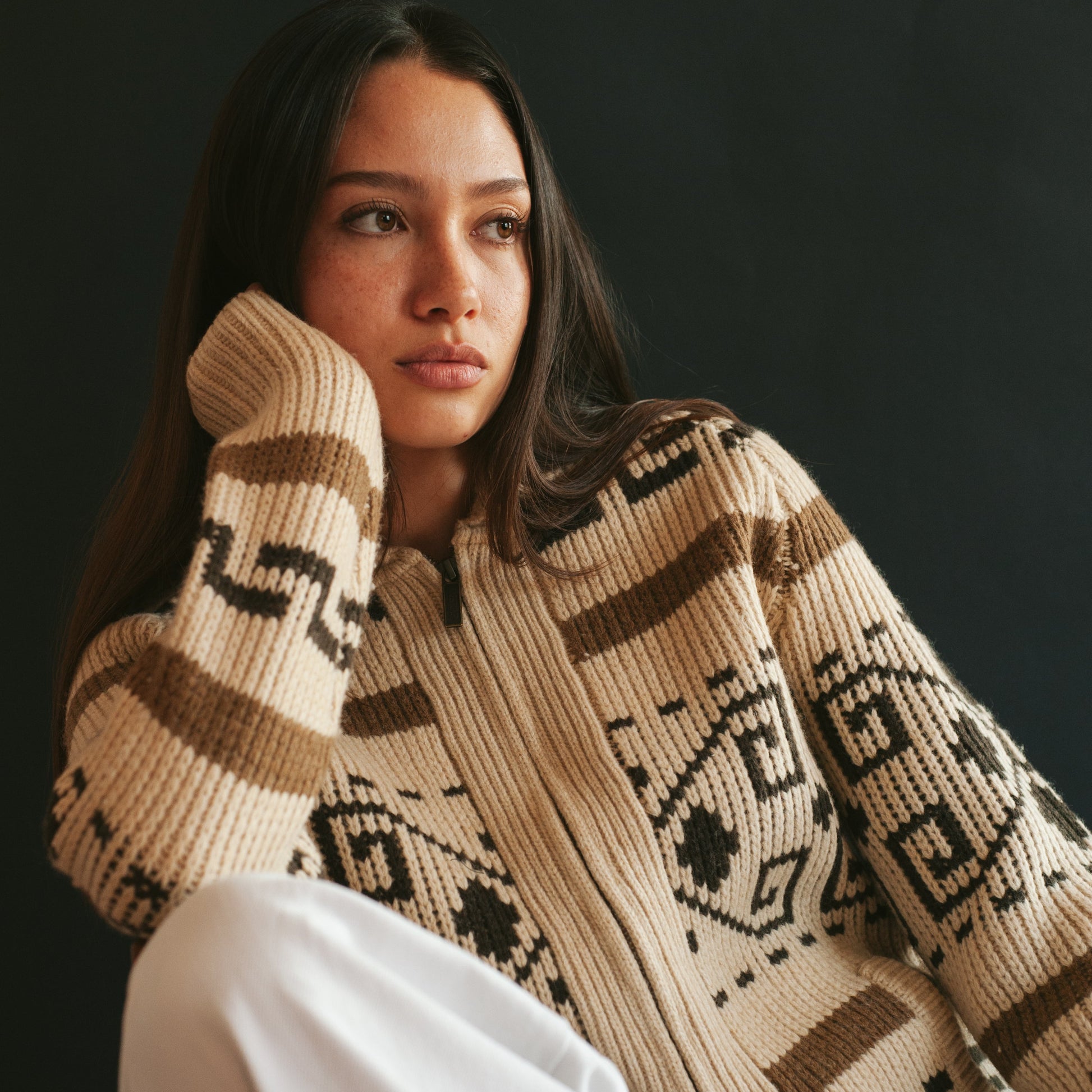 Womens Westerley Cardigan - Tan/Brown Multi