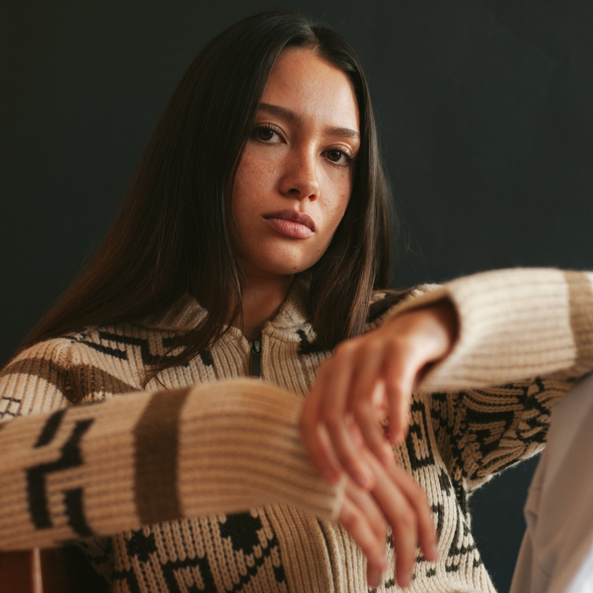 Womens Westerley Cardigan - Tan/Brown Multi