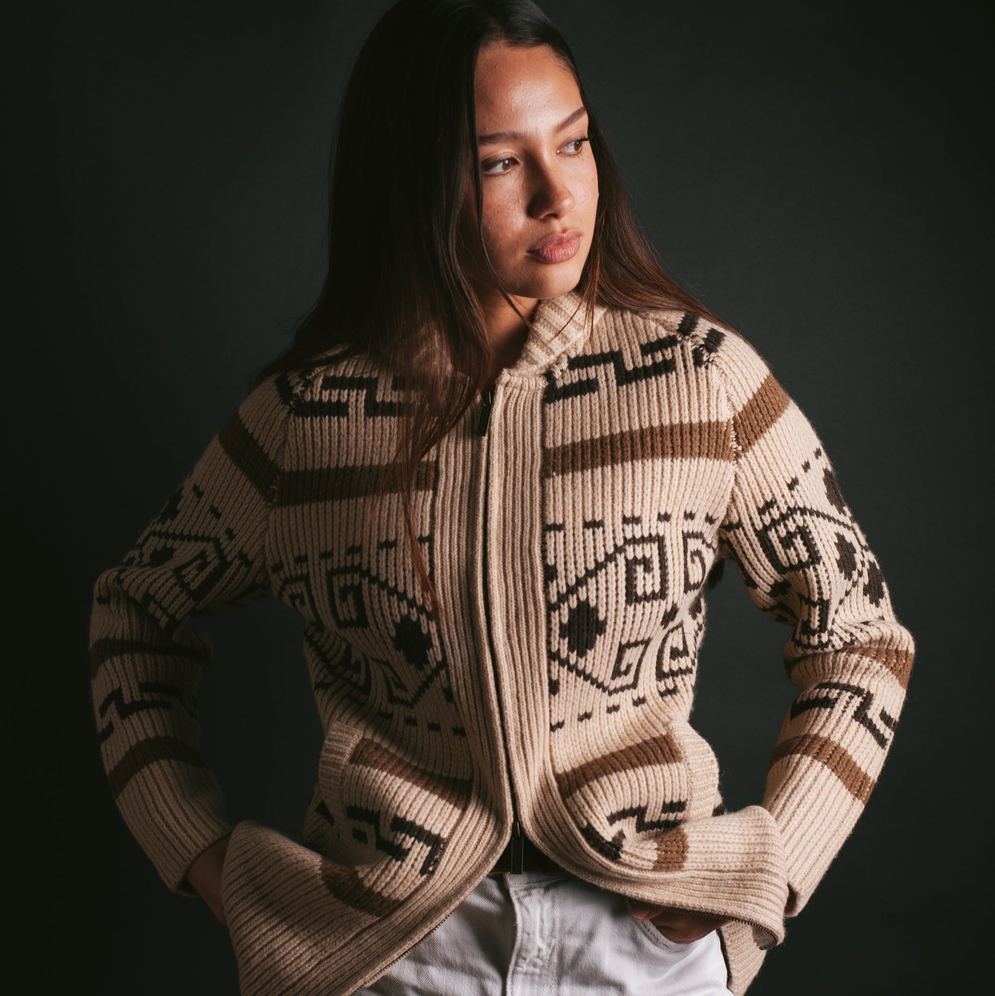 Womens Westerley Cardigan - Tan/Brown Multi