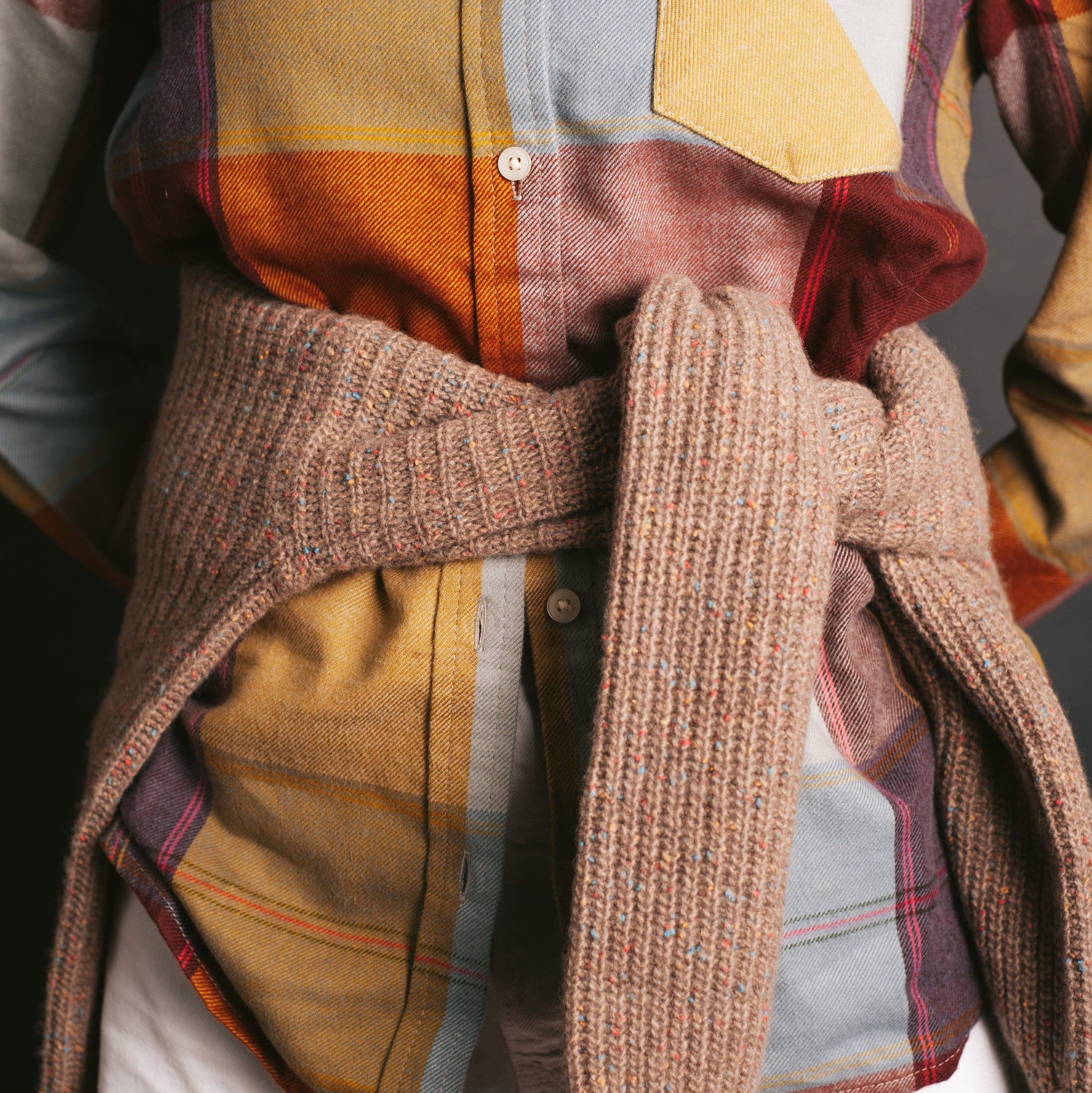 Womens Relaxed Flannel Shirt - Copper Multi Plaid