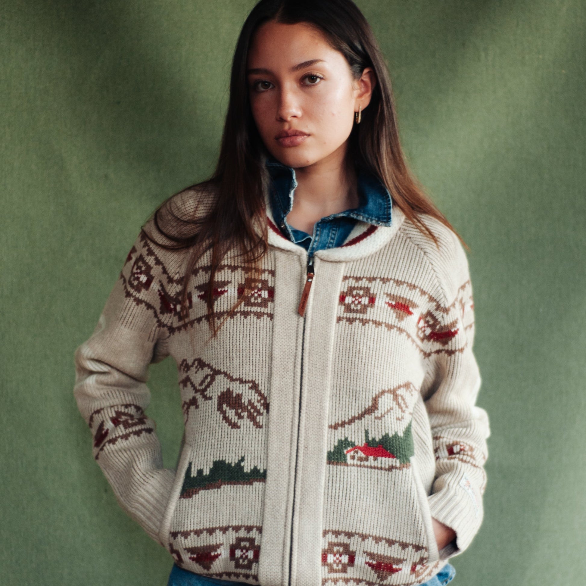 Womens Alpaca Lambswool Cardigan - Oatmeal Heather