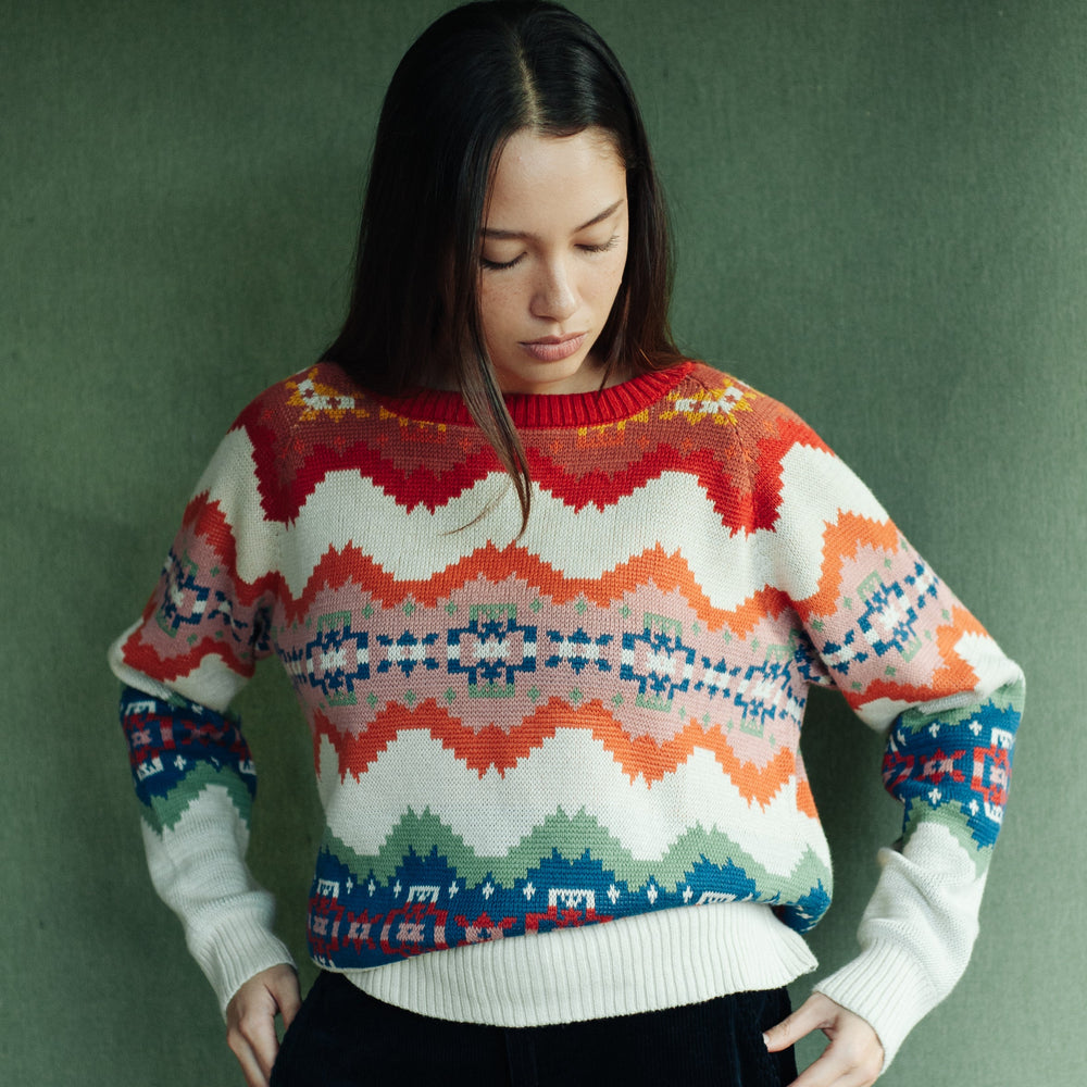 Womens Raglan Multi Sweater - Multi