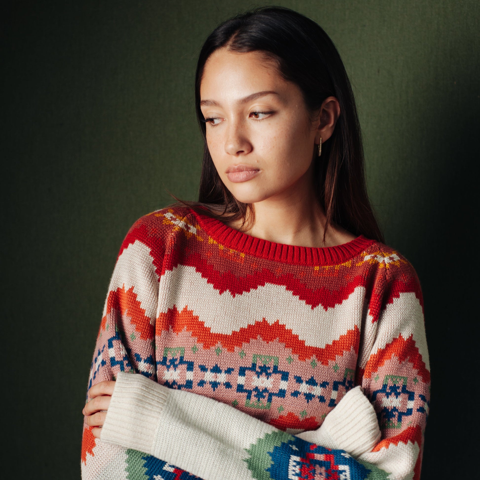 Womens Raglan Multi Sweater - Multi