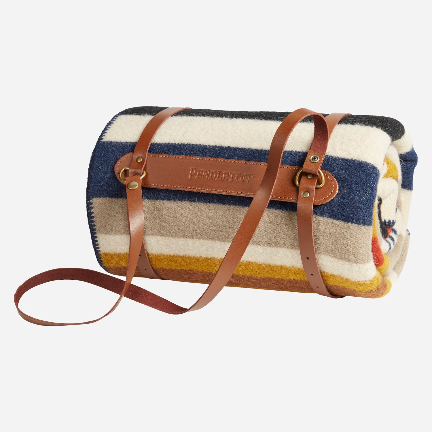 Bridger Throw With Leather Carrier - Cascade Stripe
