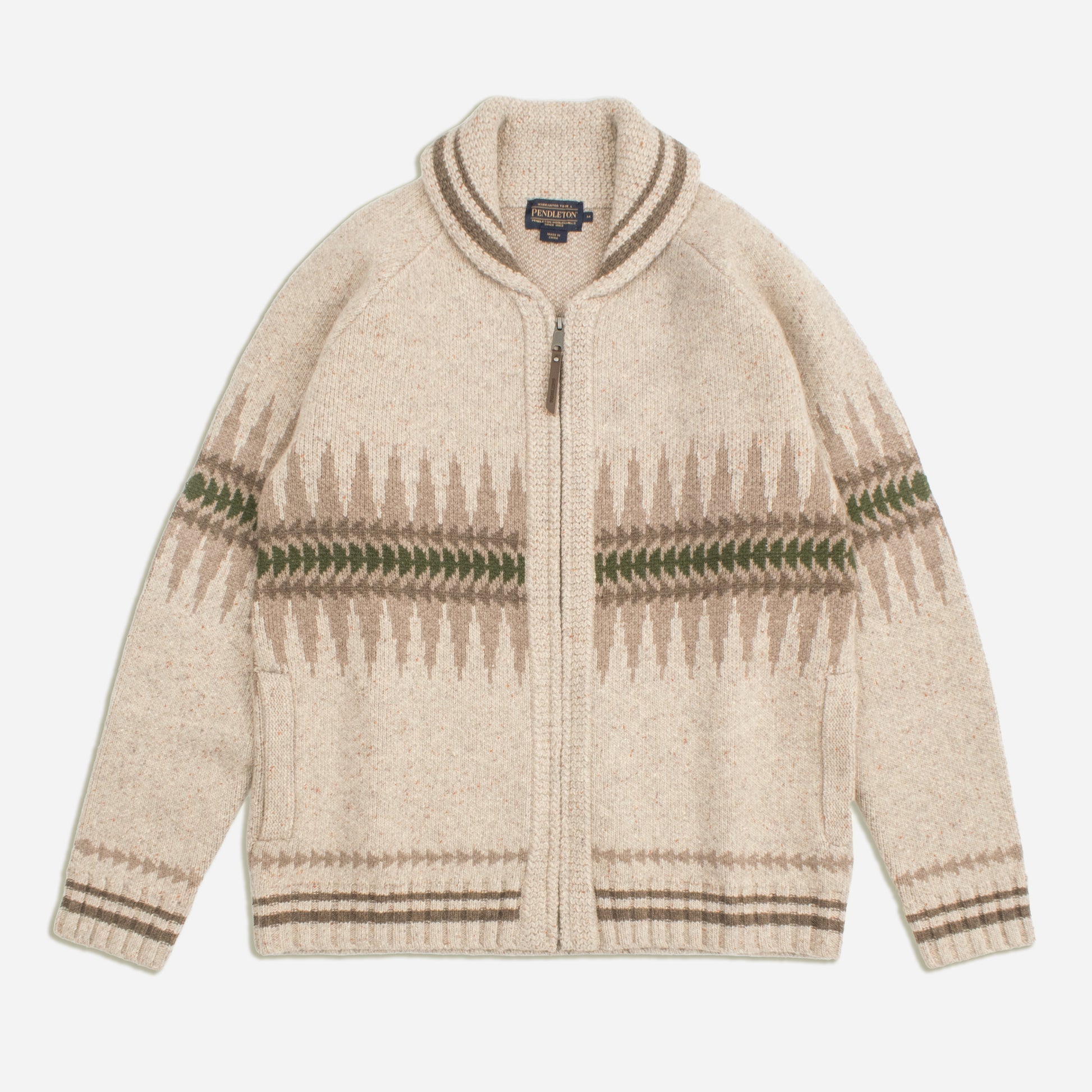 Sawtooth Buck Zip Cardigan - Oatmeal