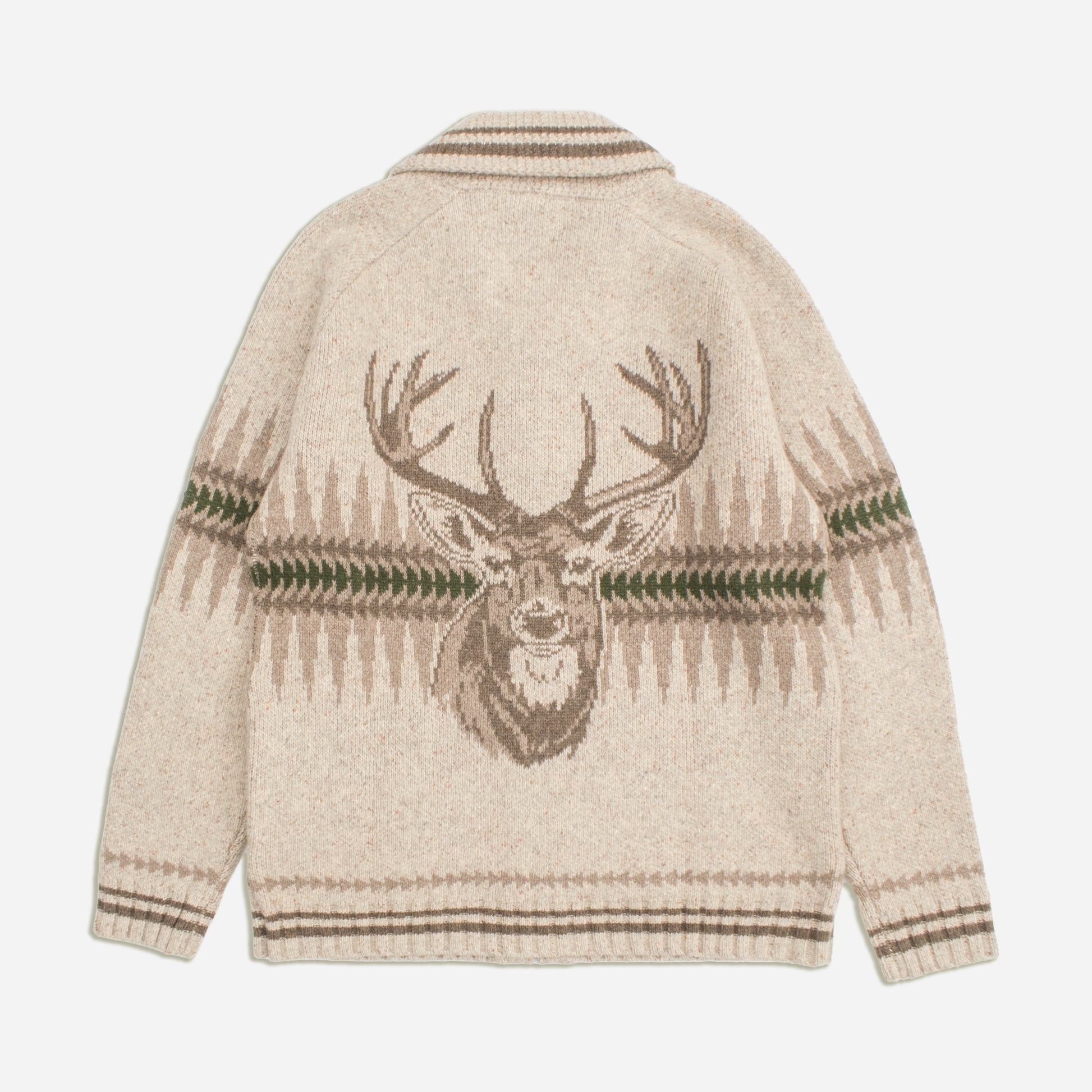 Sawtooth Buck Zip Cardigan - Oatmeal