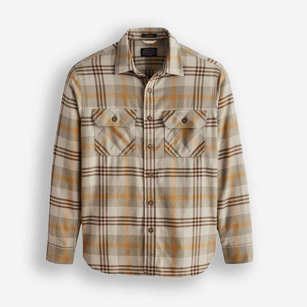 Burnside Shirt - Tan/Brown/Grey Plaid