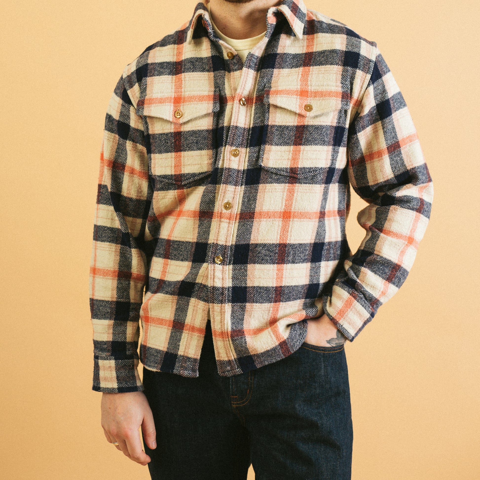 Big Pocket Shirt - Silver Lining/Orange